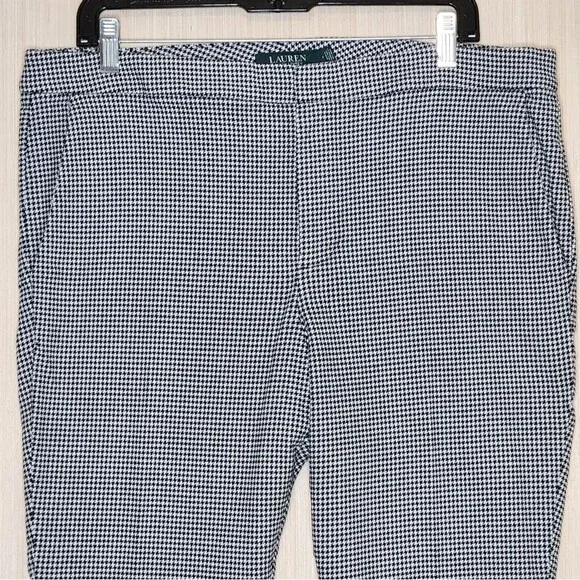 Lauren Ralph Lauren Black White Houndstooth Ankle Pants Career Dark Academia 14 - Picture 3 of 12